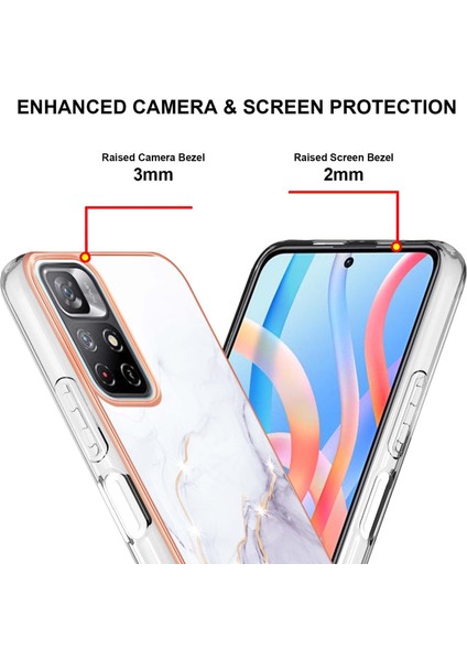 Xiaomi Poco M4 Pro 5g Için Mermer Şık Desenli Tpu Tampon Telefon Kılıfı - Beyaz (Yurt Dışından) fırsatları