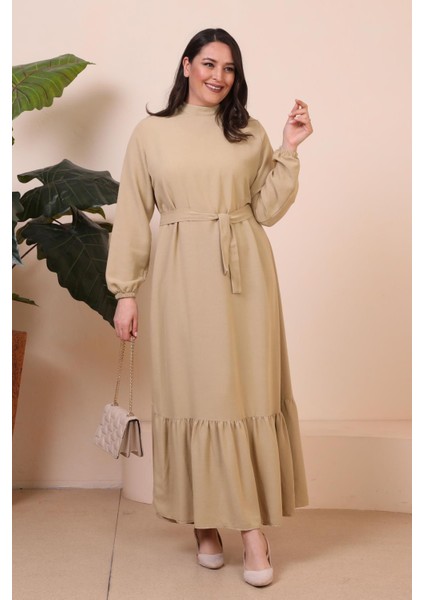 Buyuk Beden Elbise Uzun Kollu Kadin Tesettur Elbise Piliseli fırsatları