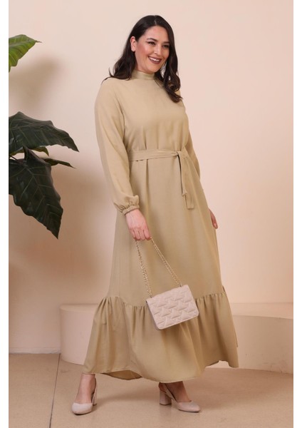 Buyuk Beden Elbise Uzun Kollu Kadin Tesettur Elbise Piliseli indirimleri