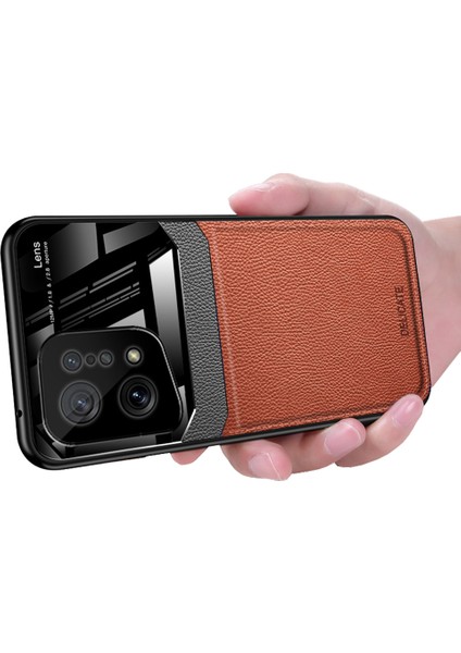 Oppo Find X5 Için Litchi Tpu Bumper Cam Lens Korumalı Telefon Kılıfı (Yurt Dışından)