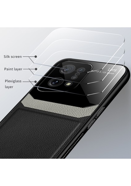 Oppo Find X5 Için Litchi Tpu Bumper Cam Lens Korumalı Telefon Kılıfı (Yurt Dışından)