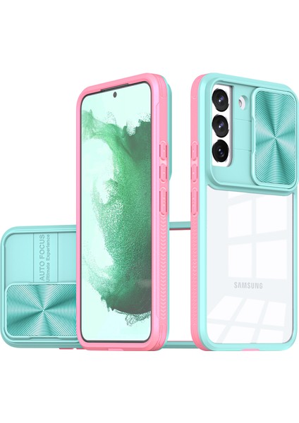 Samsung Galaxy S22 5g Için Sürgülü Kamera Kapaklı Tpu Tamponu Temizle Telefon Kılıfı Gök Si (Yurt Dışından)