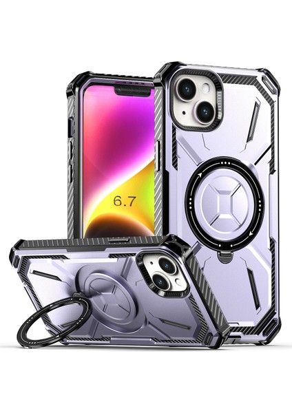 iPhone 14 Plus Için Çift Katmanlı Manyetik Stand Telefon Kılıfı, Magsafe Şarjı ile Uyumlu (Yurt Dışından)