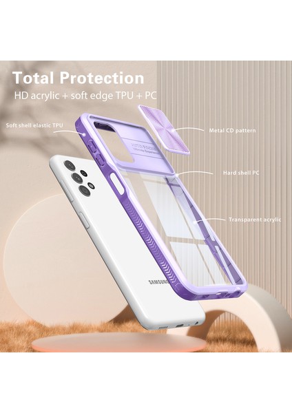 Samsung Galaxy A03S Için Sürgülü Kamera Kapaklı Tpu Tamponu Temizle Telefon Kılıfı (Yurt Dışından)