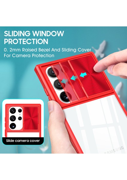 Samsung Galaxy S23 Ultra Için Sürgülü Kamera Kapaklı Tpu Tamponu Temizle Telefon Kılıfı (Yurt Dışından) modelleri