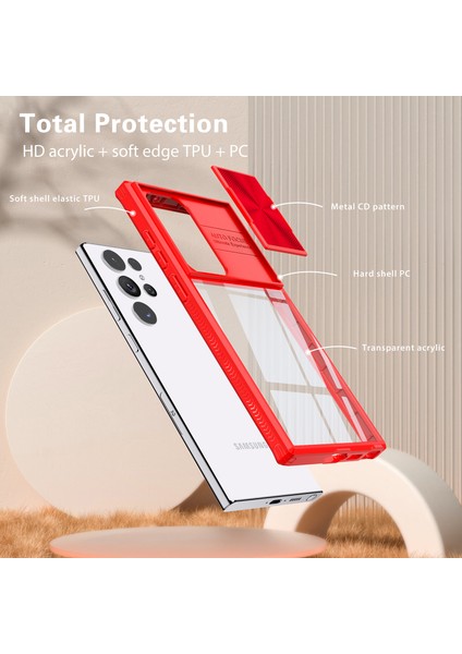 Samsung Galaxy S23 Ultra Için Sürgülü Kamera Kapaklı Tpu Tamponu Temizle Telefon Kılıfı (Yurt Dışından) fırsatları