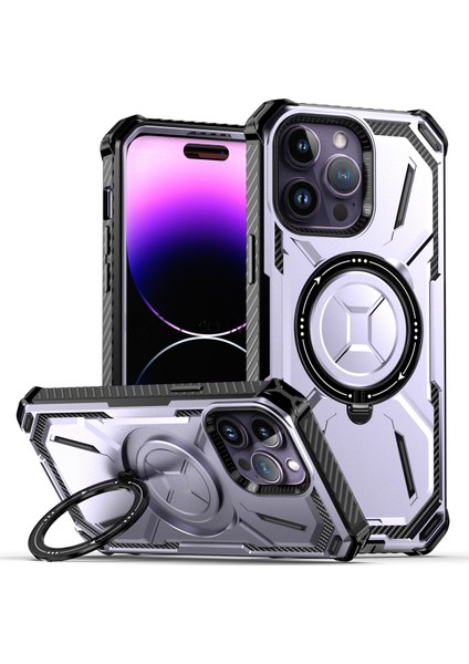 iPhone 14 Pro Max Için Çift Katmanlı Manyetik Stand Telefon Kılıfı, Magsafe Şarjı ile Uyumlu (Yurt Dışından)