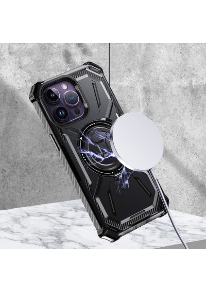 iPhone 14 Pro Max Için Çift Katmanlı Manyetik Stand Telefon Kılıfı, Magsafe Şarjı ile Uyumlu (Yurt Dışından)