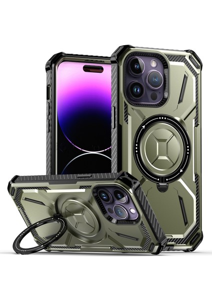 iPhone 14 Pro Max Için Çift Katmanlı Manyetik Stand Telefon Kılıfı, Magsafe Şarjı ile Uyumlu (Yurt Dışından)