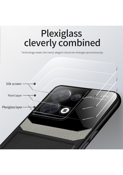 Oppo Reno8 Pro 5g Için Litchi Tpu Bumper Cam Lens Korumalı Telefon Kılıfı (Yurt Dışından)