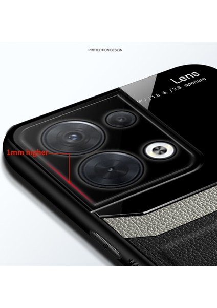Oppo Reno8 Pro 5g Için Litchi Tpu Bumper Cam Lens Korumalı Telefon Kılıfı (Yurt Dışından)
