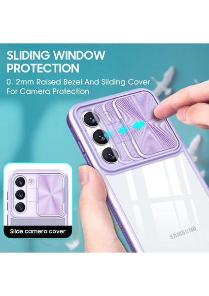 Samsung Galaxy S23+ Için Sürgülü Kamera Kapaklı Tpu Tamponu Temizle Telefon Kılıfı (Yurt Dışından)