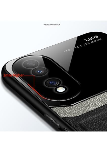 Honor 70 Pro Için Litchi Tpu Bumper Cam Lens Korumalı Telefon Kılıfı (Yurt Dışından)