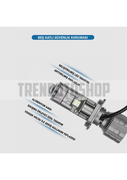 H7 Bi-Led Mini Projektör Lens 90W 16000LM modelleri
