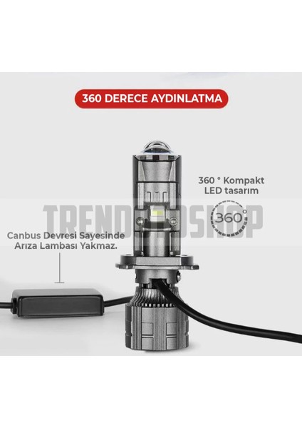 H7 Bi-Led Mini Projektör Lens 90W 16000LM fırsatları