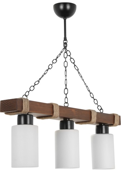 Jasmin 3 Lü Ahşap Ceviz Silindir Opal Camlı