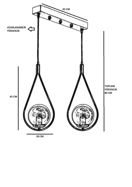 Damla 2 Li Sıralı Bal Camlı Eskitme Sarkıt