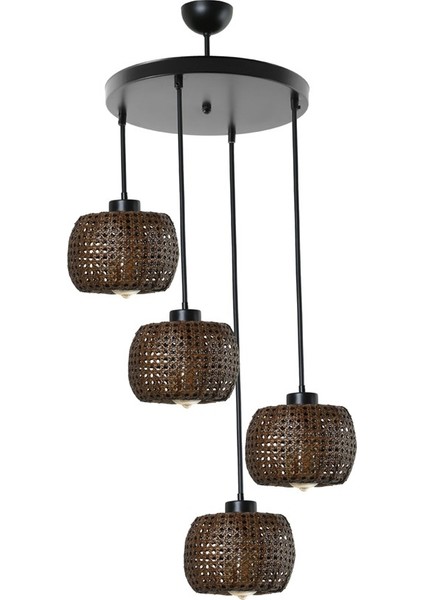 Tıger 4 Lü Tepsili Ceviz Rattan Sarkıt