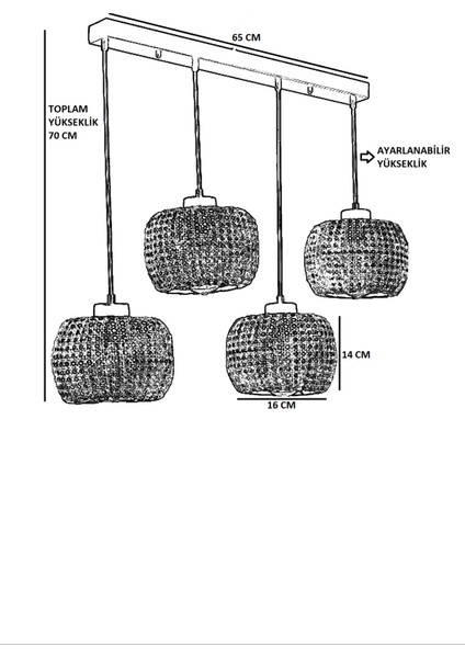 Tıger 4 Lü Sıralı Ceviz Rattan Sarkıt