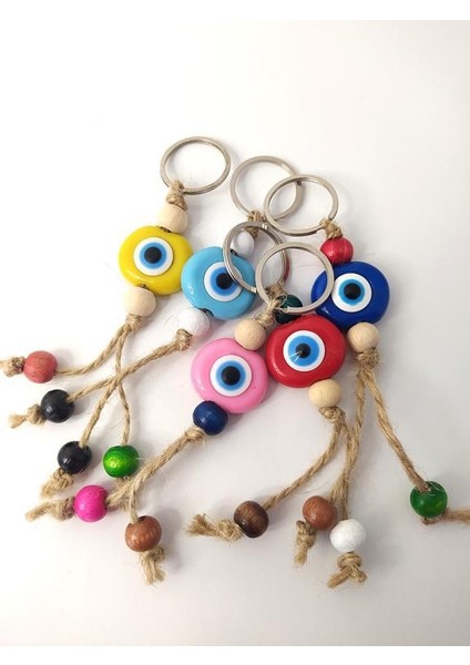 Nazar Boncuk Anahtarlık 5 Adet Kötü Göz Kovucu Nazar Hand Made Hasır Renkli Boncuklu Nazarlı Anahtarlık modelleri