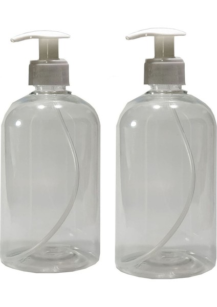 2 Adet 500 ml Sabun, Dezenfektan Pompalı Boş Pet Şişe