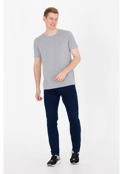 Erkek Gri Melanj Basic T-Shirt 50264918-VR109