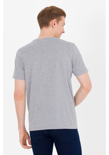 Erkek Gri Melanj Basic T-Shirt 50264918-VR109
