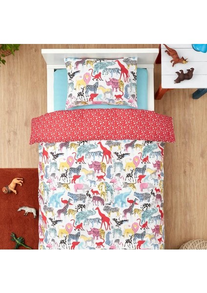 Nevresim Takımı %100 Pamuk Tek Kişilik Young Animal (Fitted)