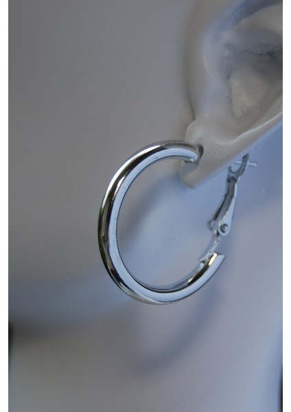 Gümüş Renk Boru Halka Klipsli Küpe 3mm 2.5x2.5