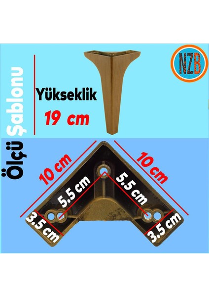 Mobilya Kanepe Çekyat Sehpa Tv Ünitesi Koltuk Ayağı 19 Cm Koyu Kahverengi Baza Ayak fiyatları