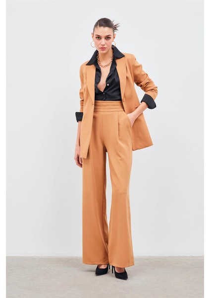 1061-5028 Camel Kadın Bol Paca Pantolon 36-42