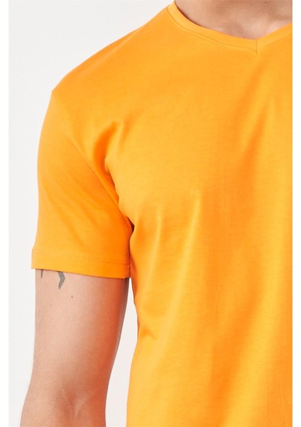 Çetinkaya Mentality 2772V V Yaka Basic T-Shirt Orange