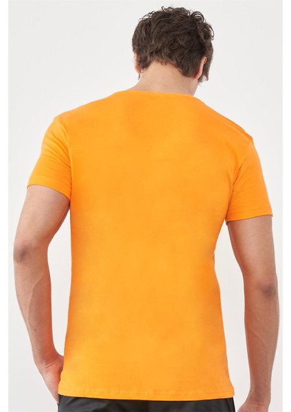 Çetinkaya Mentality 2772V V Yaka Basic T-Shirt Orange