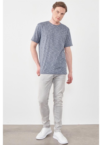 Çetinkaya Mentality 3446 Bisiklet Yaka Regular T-Shirt Indigo modelleri