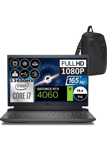 Gaming G15 5530 Intel Core I7 13650HX 16GB Ddr5 2tb SSD RTX4060 8gb Windows 11 Home 15.6" Fhd 165Hz Taşınabilir Bilgisayar G155530013WH03 + Zetta Çanta