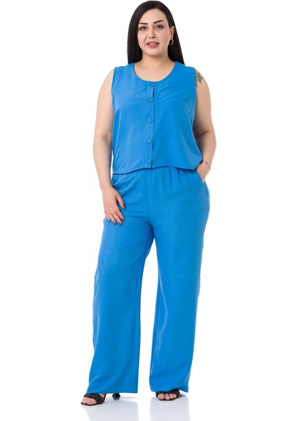 Büyük Beden Bluz Pantolon Aerobin Mavi Takım indirimleri