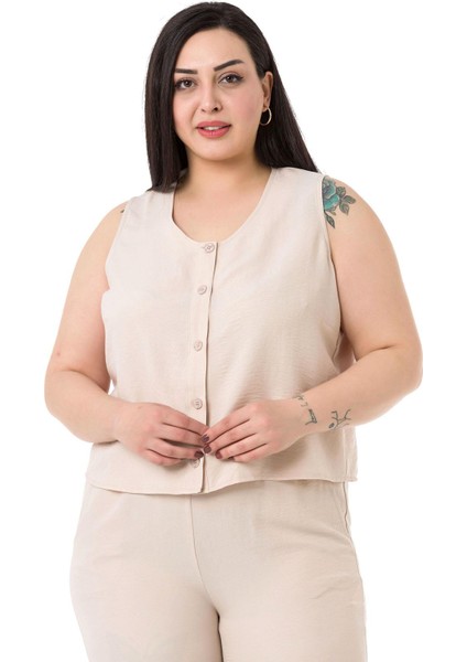 Büyük Beden Bluz Pantolon Aerobin Bej Takım fırsatları