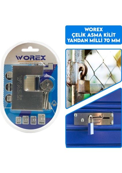 Çelik Asma Kilit Yandan Milli 70 mm