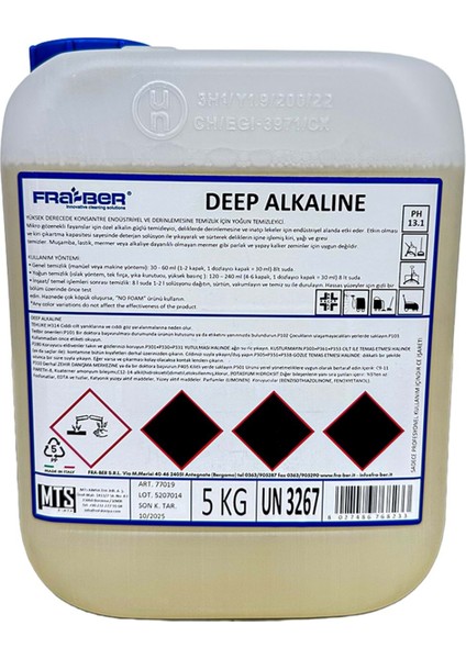 Deep Alkaline Derinlemesine Zemin Yüzey Temizliği Için Yüksek Konsantre Deterjan (1:50 Konsantre) - 5 kg