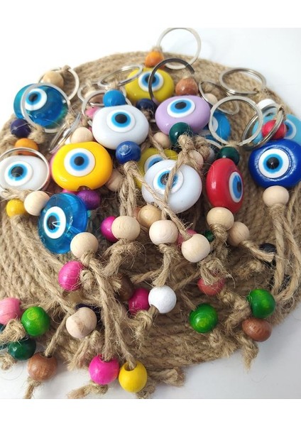 Nazar Boncuk Anahtarlık 20 Adet Kötü Göz Kovucu Nazar Hand Made Hasır Renkli Boncuklu Nazarlı Anahtarlık fırsatları