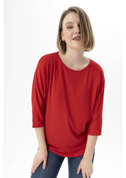 Bisiklet Yaka Dirsek Kol Salaş Bluz 230007 -