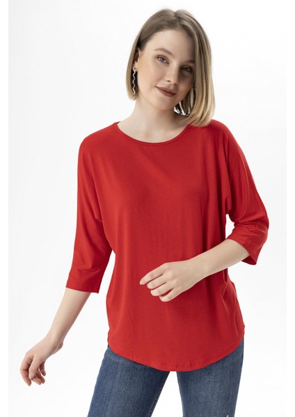 Bisiklet Yaka Dirsek Kol Salaş Bluz 230007 - fiyatları