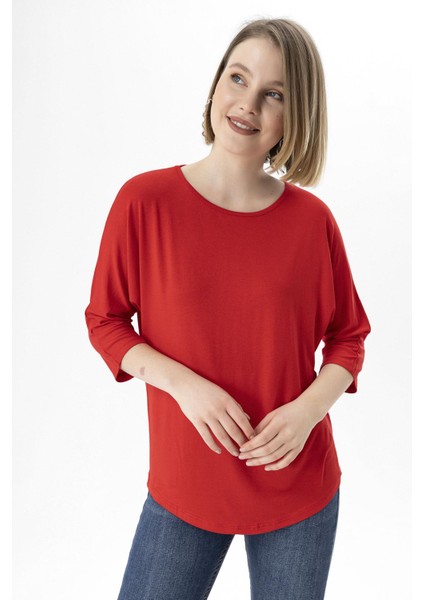 Bisiklet Yaka Dirsek Kol Salaş Bluz 230007 - modelleri