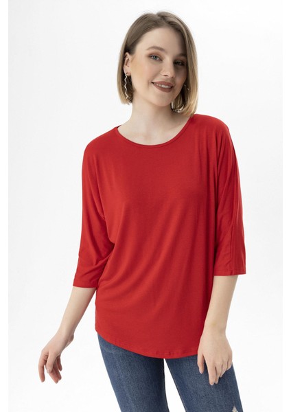 Bisiklet Yaka Dirsek Kol Salaş Bluz 230007 - fırsatları