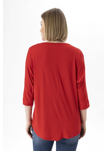 Bisiklet Yaka Dirsek Kol Salaş Bluz 230007 - indirimleri