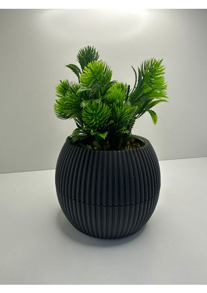 Gri Saksıda Yapay Çiçek Iğneli Çam Demeti Dekoratif Mutfak Banyo Masa Çiçeği 17 cm modelleri