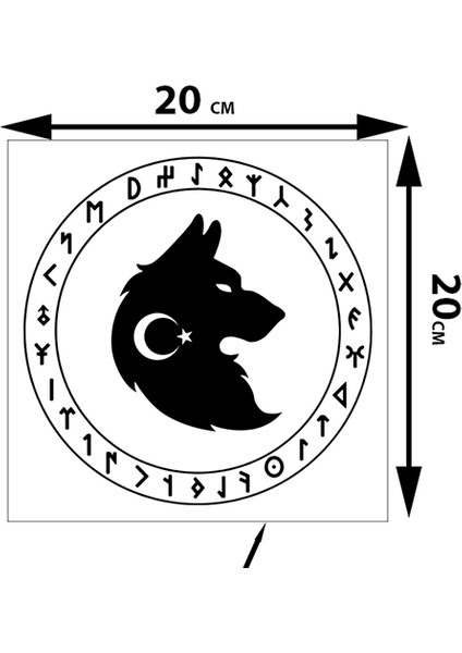 0012 Göktürk Kurt Kendinden Yapışkanlı Oto Sticker