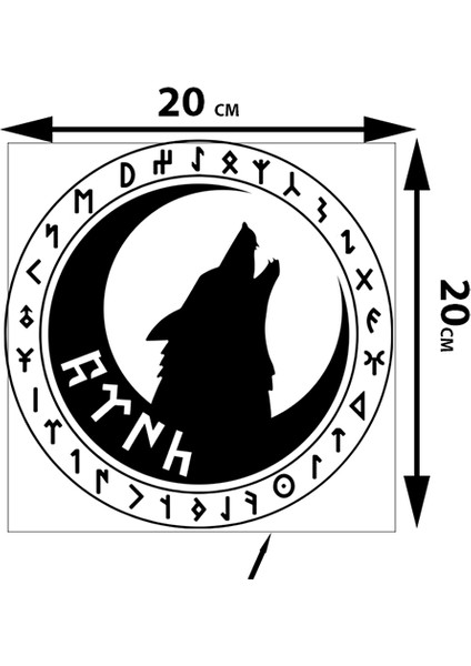 0014 Oto Sticker Kendinden Yapışkan Kurt Göktürk