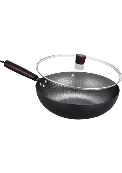 Wok Pan Gaz Pişirme Wok Dayanıklı Yapışmaz Kaplama 32cm Evrensel Yapışmaz Wok Petek Kapağı İle (Yurt Dışından)