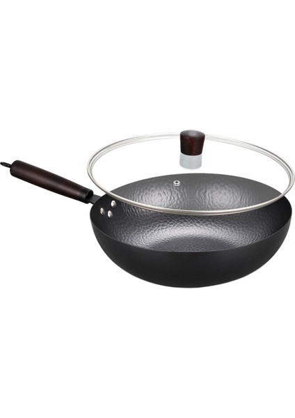 Wok Pan Gaz Pişirme Wok Dayanıklı Yapışmaz Kaplama 32cm Evrensel Yapışmaz Wok Petek Kapağı İle (Yurt Dışından)